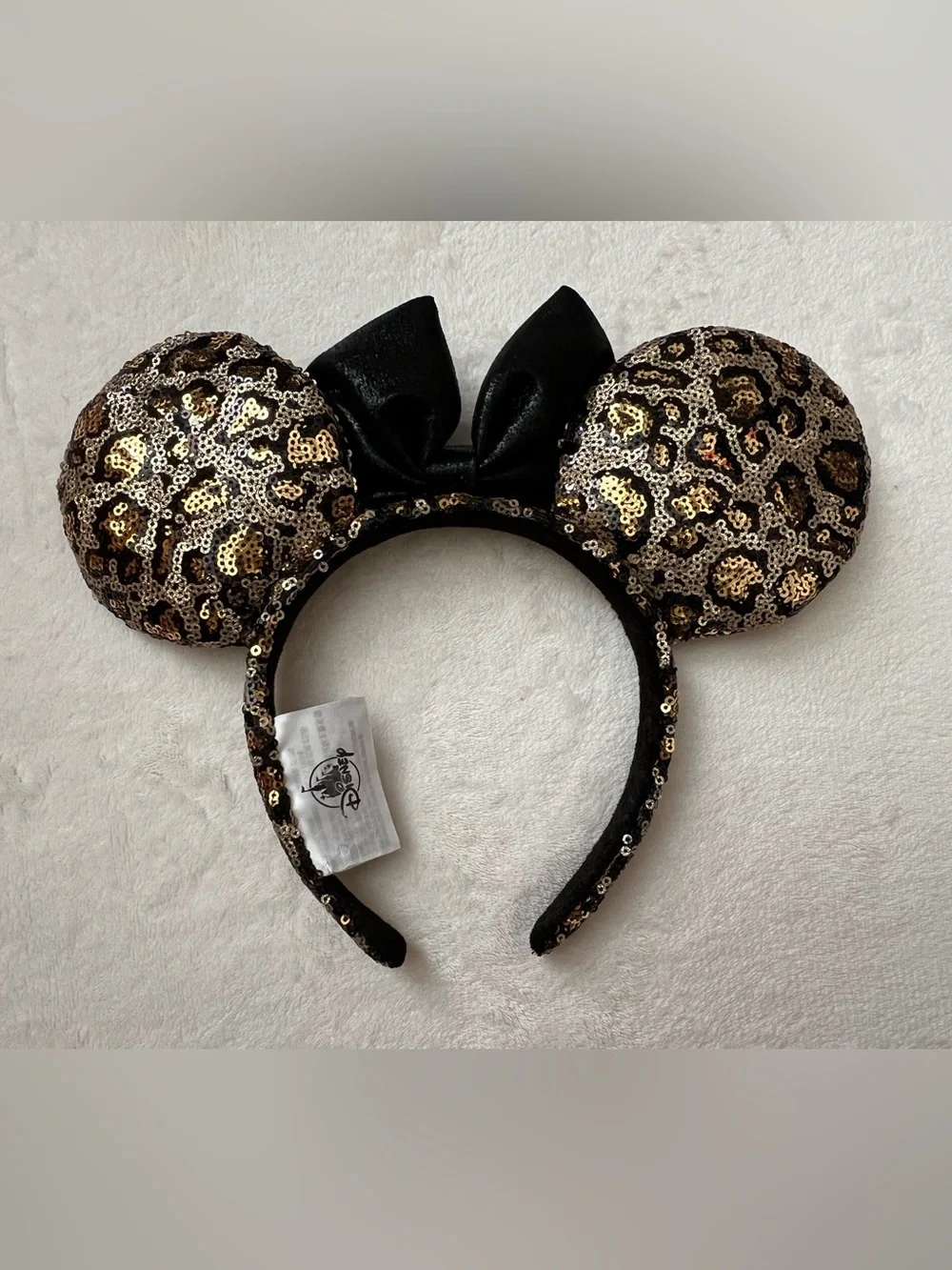 RARE Disney Loungefly Leopard Sequin Mickey Mini Backpack with Ears Headband Set